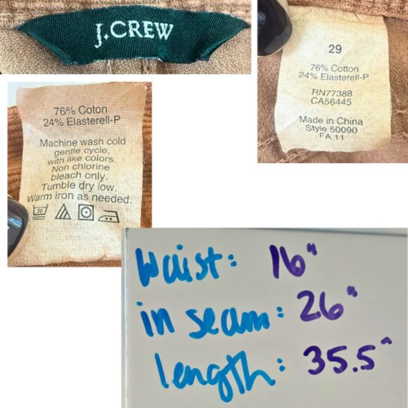 J. CREW Toffee Straight Leg Ankle Zip Corduroy Pants Size 29 - Picture 11 of 15